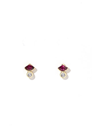 Pie Garnet Studs with Diamonds