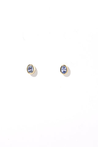 Sapphire Bezel Oval Studs