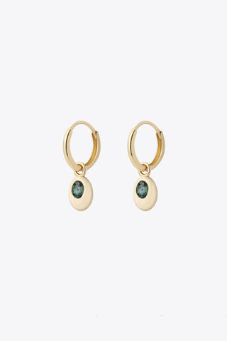 Teal Sapphire Oval Hoop Earrings