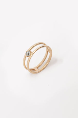 Double Band ring with Carre Diamond